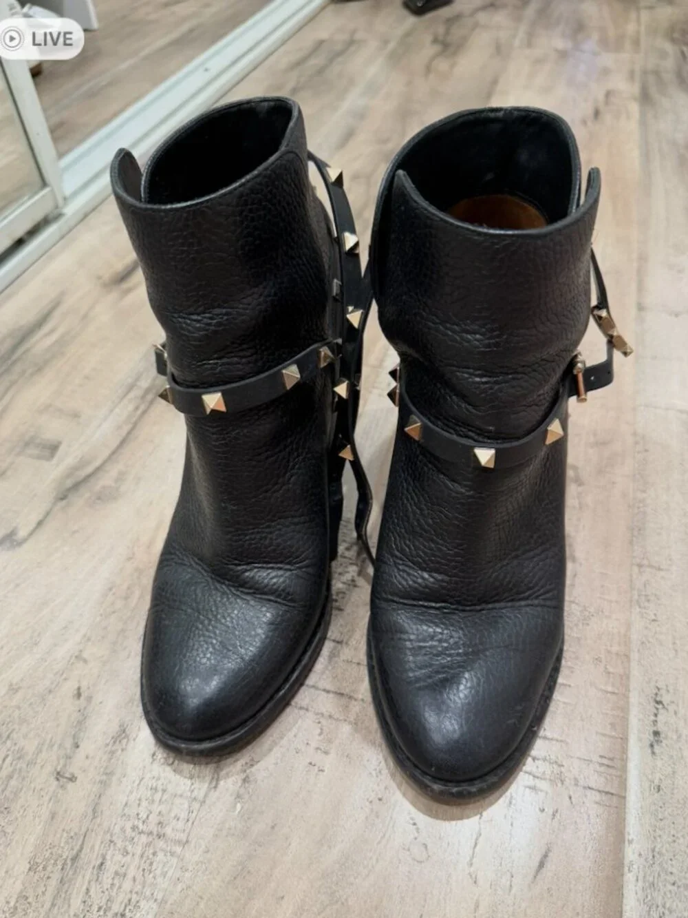 Valentino Rockstud Leather Ankle Boots - Size 38